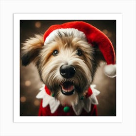 Dog in a Santa Hat 2 Print Art Print