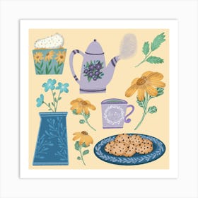 Teatime with the chocolate chip cookies Art Print