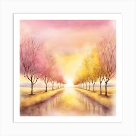 Peaceful Watercolor Of A Picturesque Scene Art Print