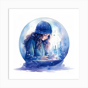 Snow Globe Girl Art Print