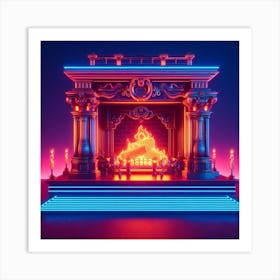 Neon Fireplace 1 Art Print