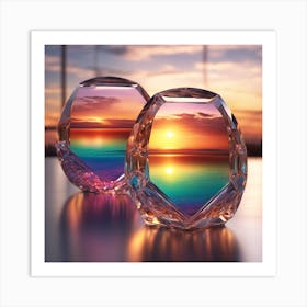 Vivid Colorful Sunset Viewed Through Beautiful Crystal Glass Mirrow, Close Up, Award Winning Photo (4) Art Print
