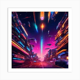 Futuristic Cyberpunk City Art Print