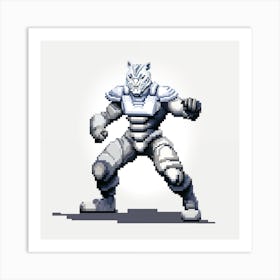 Pixel Art - White Tiger Fighter #2 Art Print