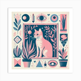 Cat In A Pot Art Print