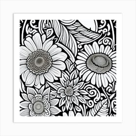 Doodle Flowers Art Print