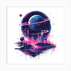 Space City.Generated AI. Wall Art Print 3 Art Print