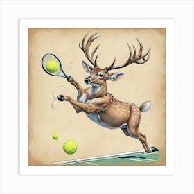 Deer Tennis Art Print