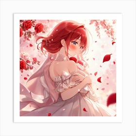 Anime Girl With Red Hair Art Print