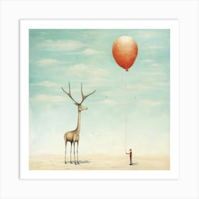 Balloon And A Deer Poster