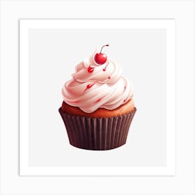 Cupcake With Cherry 16 Art Print