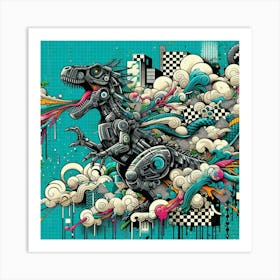 Robot Dinosaur Art Print