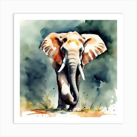 Elephant Watercolor Painting Art Print