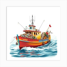 Colorful Fishing Trawler Returning With A Bountiful Catch 1 Art Print