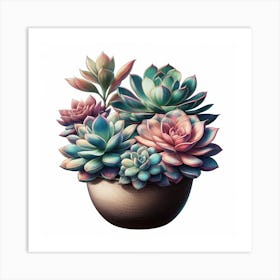 Succulents In A Pot Art Print