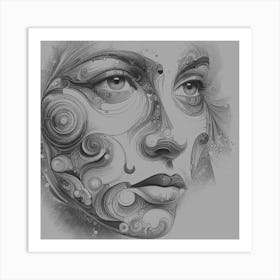 Abstract Face Drawing Art Print