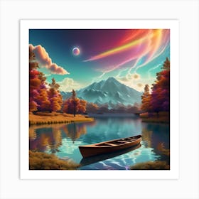 Rainbow Over A Lake Art Print