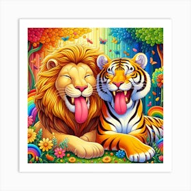 Lion And Tiger 1 Art Print