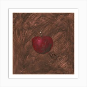 Apple - square hand painted minimal brown red still life kitchen Anton Maliar Art Print