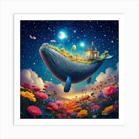 Firefly Colossal Whale, Floating, Sky, Stars, Constellations, Transforming, Flowers, Lush Garden, Ma (9) Art Print