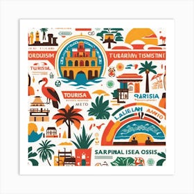 Tourist Map Of Spain Art Print