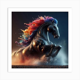 Horse With Rainbow Mane 2 Art Print