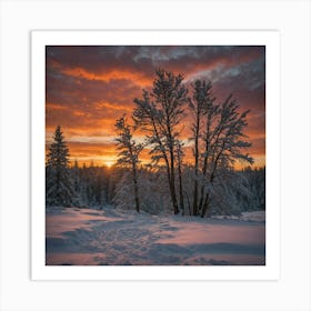 Sunset In Winter Art Print