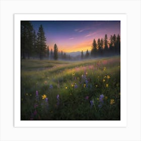 Wildflowers At Sunset Paintings Art Print 1 Art Print