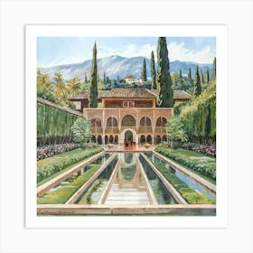 Gardens Of Alhambra 1 Spain Vintage Botanical A Art Print