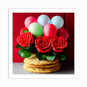 Cookie Bouquet With Balloons Art Print