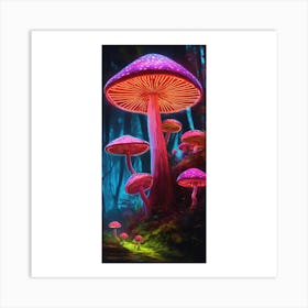 Mushrooms In The Forest 2 Art Print