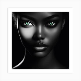 Black Woman With Green Eyes 8 Art Print