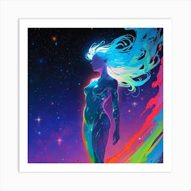 Woman In Space Art Print