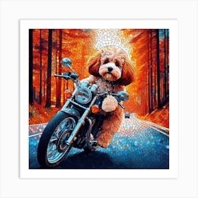 Poodle On A Motorcycle Art Print