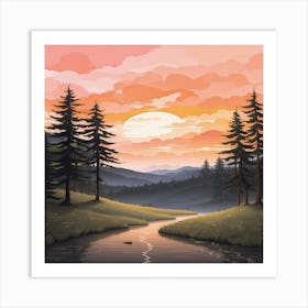 Sunset In The Mountains Art Print