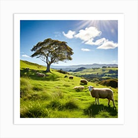 Grass Plant Day Scenic Tour Tourism Rural Green Farm Auckland Cute New Background Scener Art Print