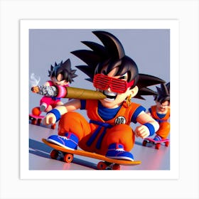 Goku smokimg blunt in a skate Art Print