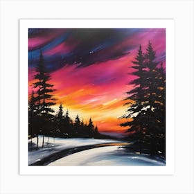 Sunset In The Woods 14 Art Print