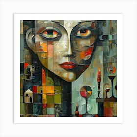 Hidden smile - colorful cubism, cubism, cubist art,    abstract art, abstract painting  city wall art, colorful wall art, home decor, minimal art, modern wall art, wall art, wall decoration, wall print colourful wall art, decor wall art, digital art, digital art download, interior wall art, downloadable art, eclectic wall, fantasy wall art, home decoration, home decor wall, printable art, printable wall art, wall art prints, artistic expression, contemporary, modern art print, Art Print