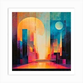 Wall Hanging Composition Fusing Art Deco Elegance With Modern Abstraction Textures And Contours Ref 344342406 Art Print