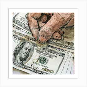 Hand Holding Money Art Print