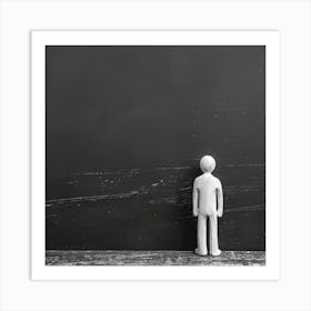 Blackboard Man Standing In Front Of Blackboard Art Print