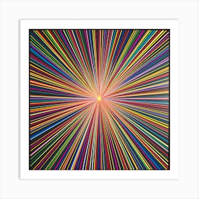 Discover 'Luminous Radial Blaze', a captivating display of chromatic brilliance that draws the eye into a radiant core. This artwork is a feast for the senses, with its brilliant spectrum of diverging lines that create a sense of infinite expansion.  Radiant Core, Chromatic Art, Infinite Expansion.  #LuminousBlaze, #ChromaticBrilliance, #ArtisticRadiance. Art Print