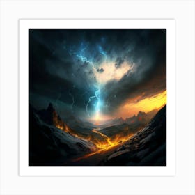 Impressive Lightning Strikes In A Strong Storm 10 Art Print