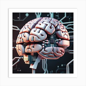 Brain On Circuit Board 15 Art Print