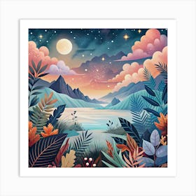 Landscape At Night 1 Art Print