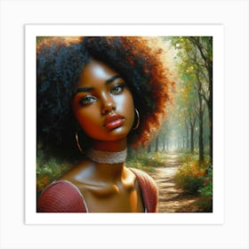 Afro Girl In The Woods47 Art Print