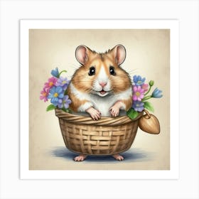 Hamster In A Basket 1 Art Print