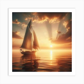 Sailboat At Sunset 7 Art Print
