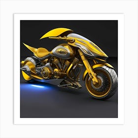 Golden Motorcycle Art Print